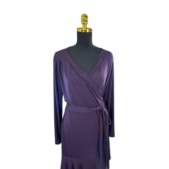 Moda International Plum Long Sleeve Wrap Dress - Women's XL - Picture 4 of 7